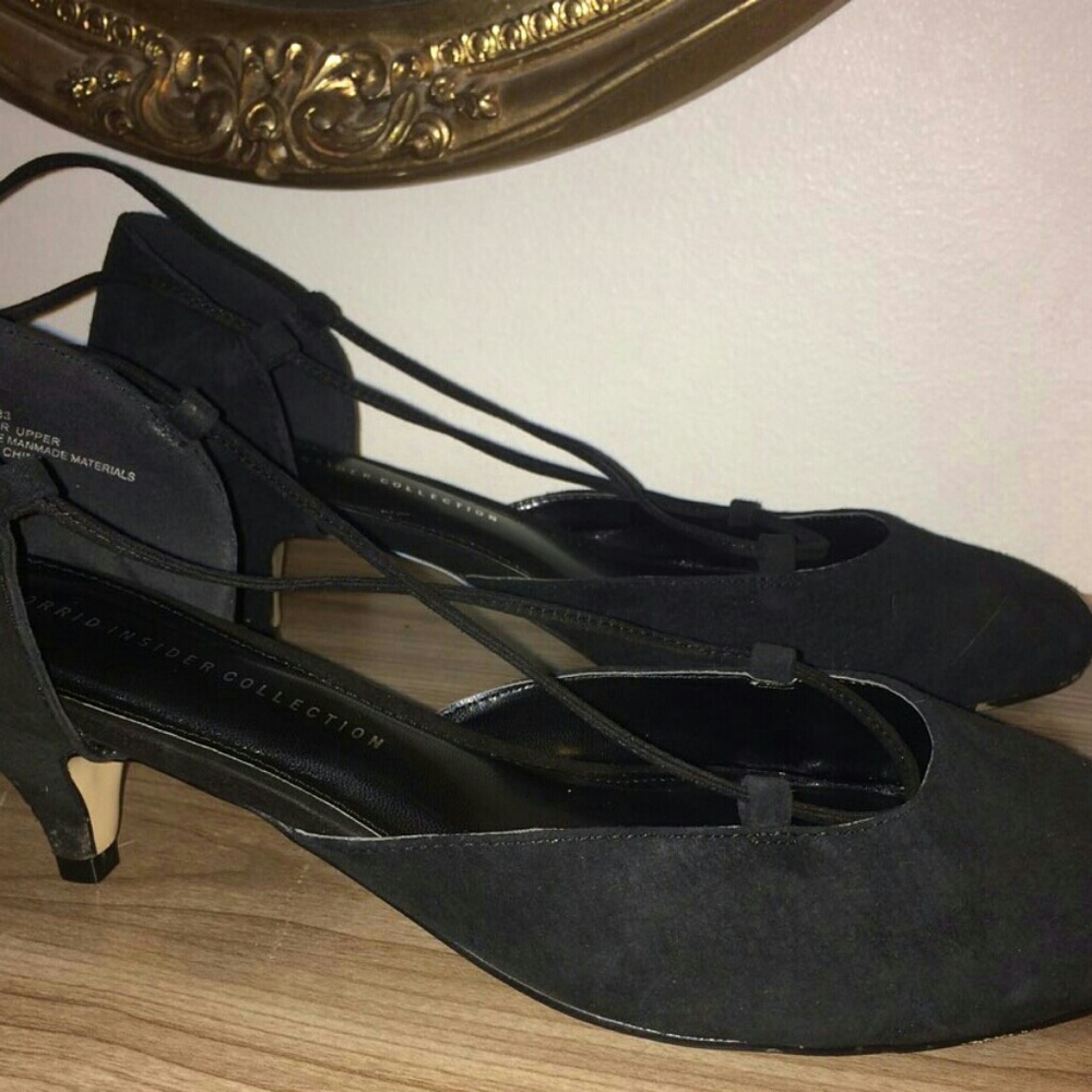Torrid Black Strappy Dress W/Kitten Heel